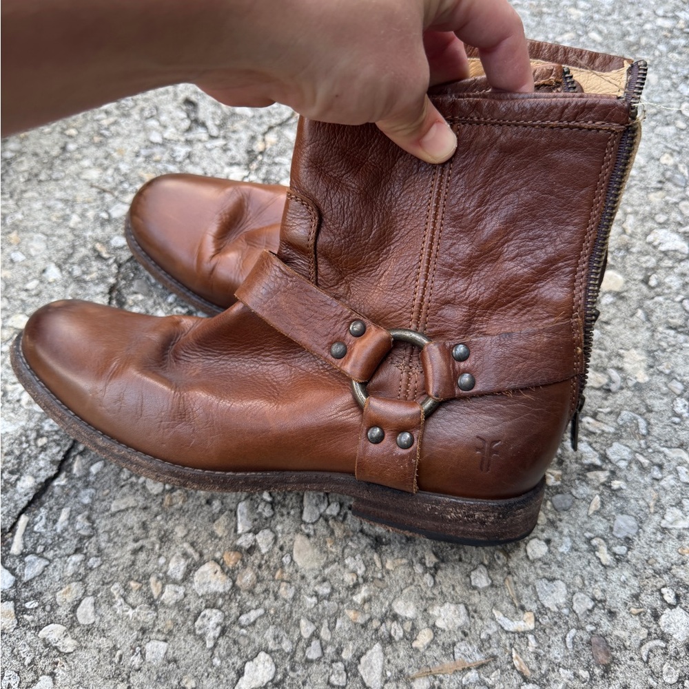 Frye Phillip harness leather ankle boots